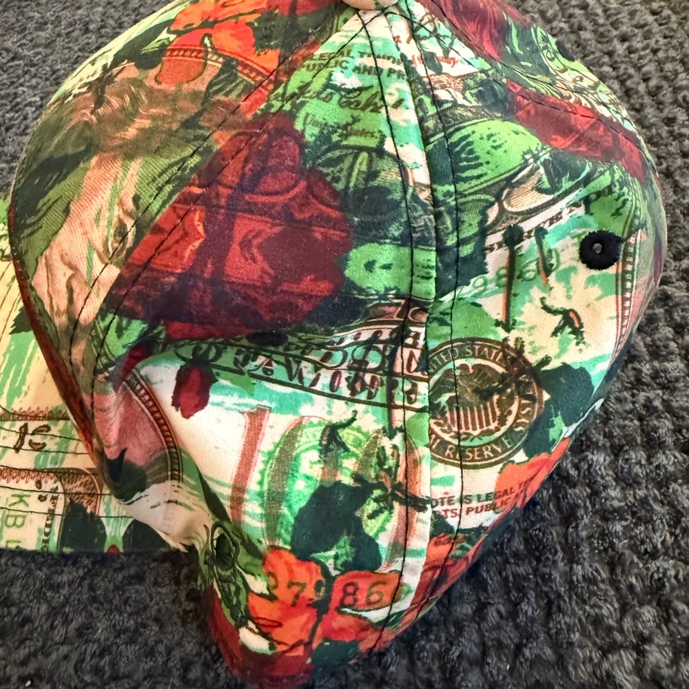Original Chuck Snapback Hat Money Floral Print Gold Embroidery Streetwear - Picture 4 of 7